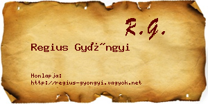Regius Gyöngyi névjegykártya